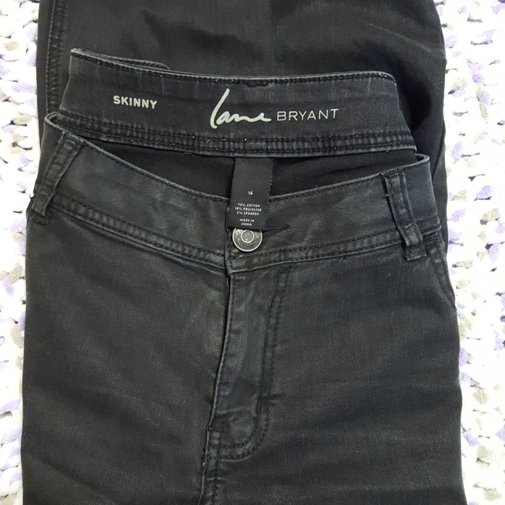 Lane Bryant size 14 black metalic skinny jeans